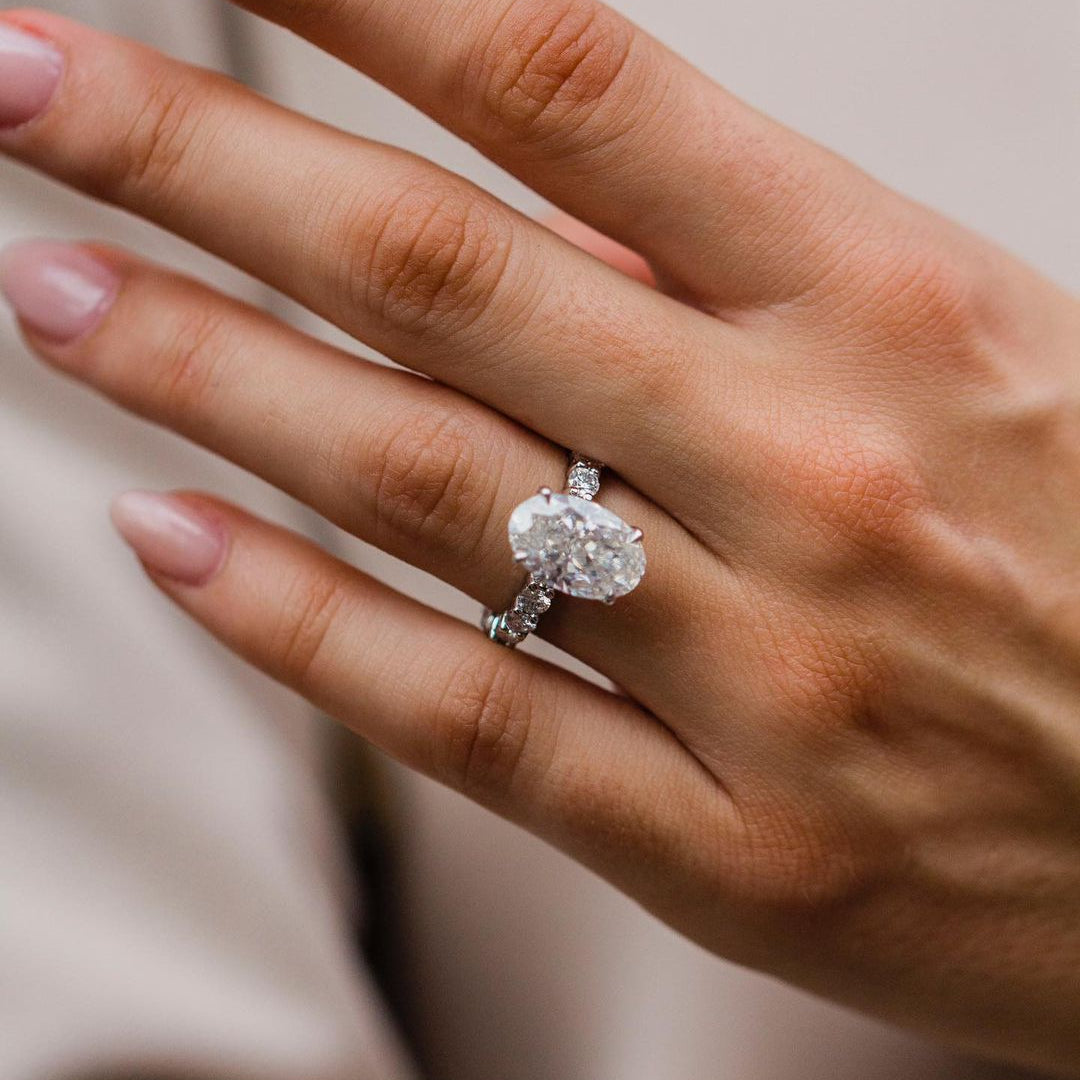 5.1 CT Oval Pave Lab Grown Diamond Engagement Ring