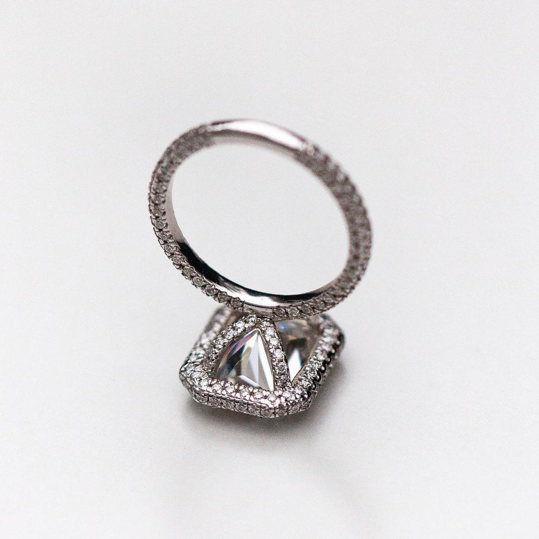 4.4 CT Radiant Halo & Pave Lab Grown Diamond Engagement Ring