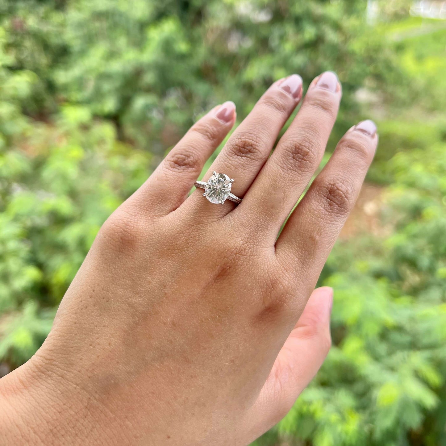 5.18 CT Oval Pave Lab Grown Diamond Engagement Ring