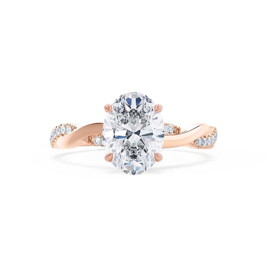 1.5 CT Oval Twisted Pave Lab Grown Diamond Engagement Ring