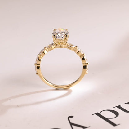 Stunning 1.0 - 2.0 CT Oval Moissanite Engagement Ring with Pave Design 7