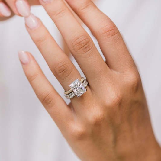 4.6 CT Radiant Pave Lab Grown Diamond Engagement Ring