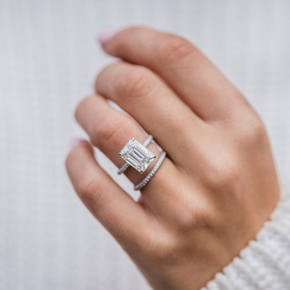 4.3 CT Emerald Pave Lab Grown Diamond Engagement Ring