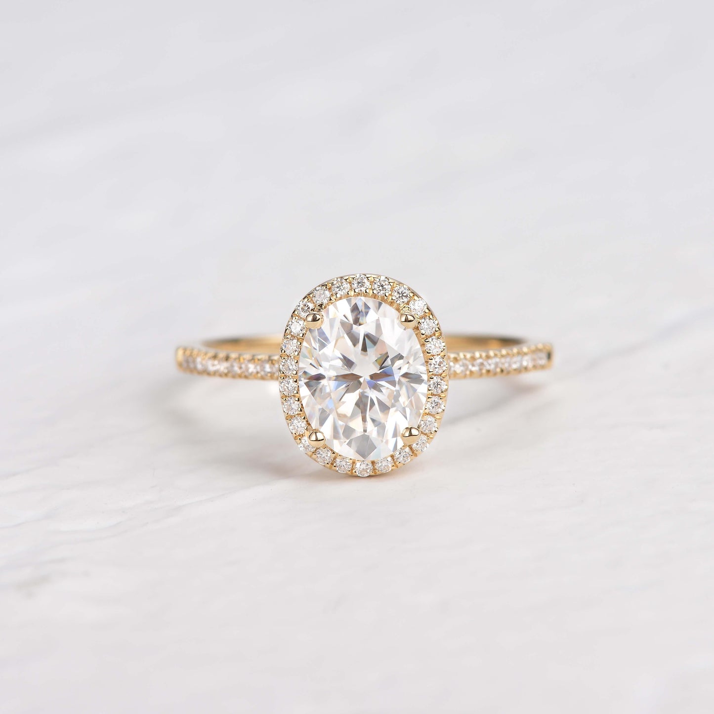 1.91 CT Oval Halo & Pave Lab Grown Diamond Engagement Ring