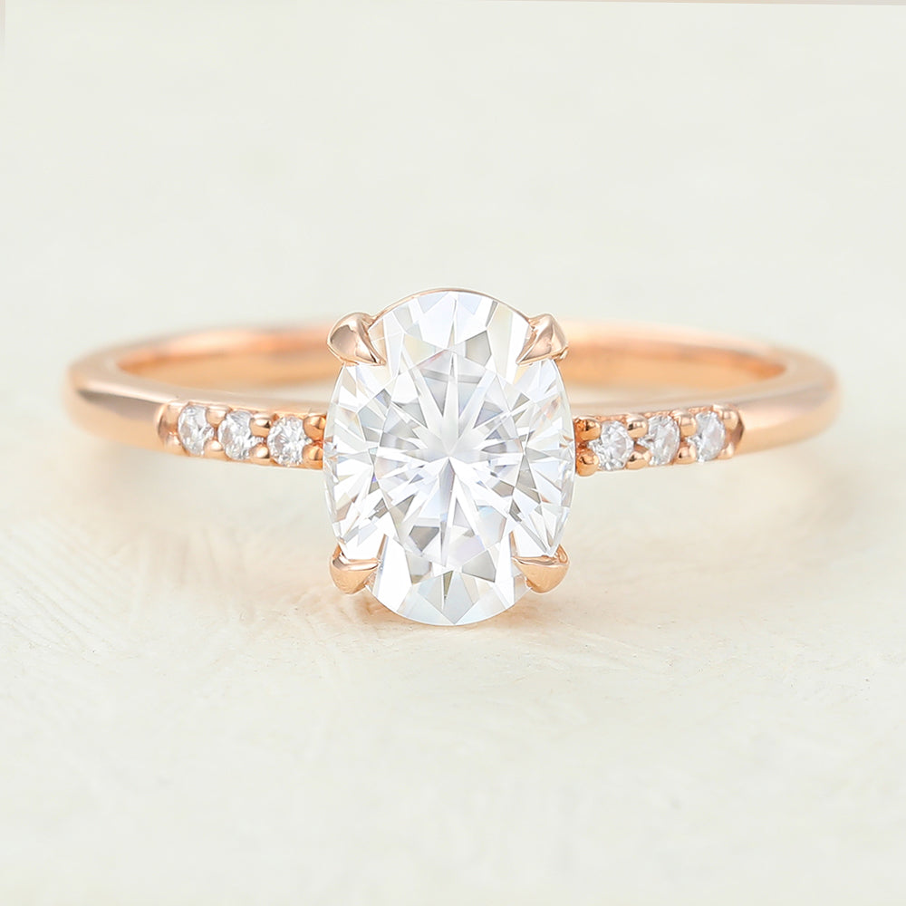 1.33 CT Oval Pave Lab-Grown Diamond Engagement Ring