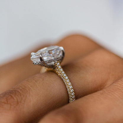 4.25 CT Pear Pave Lab Grown Diamond Engagement Ring