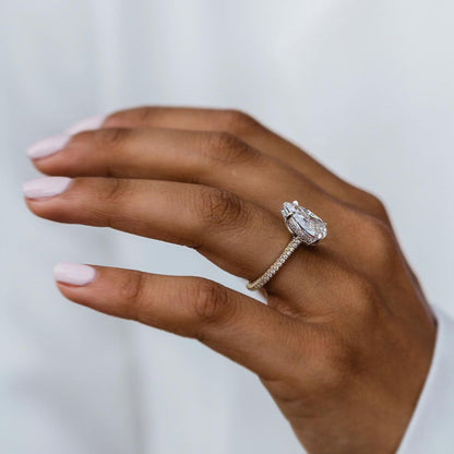 4.25 CT Pear Pave Lab Grown Diamond Engagement Ring