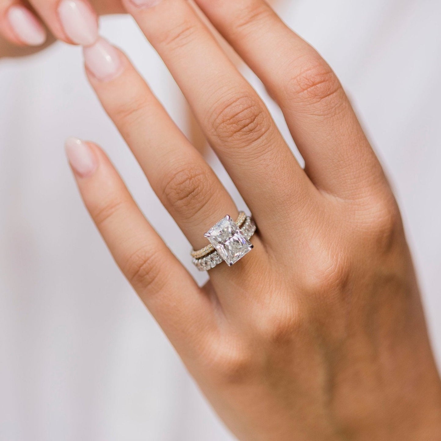 4.6 CT Radiant Pave Lab Grown Diamond Engagement Ring
