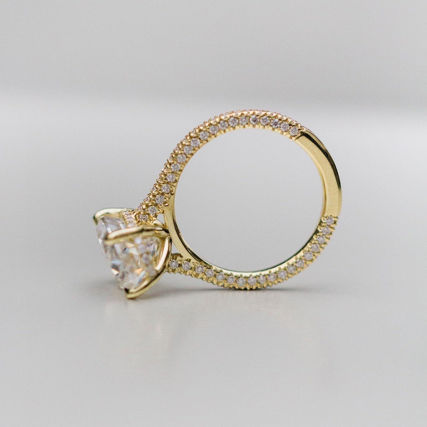 5 CT Oval Pave Lab Grown Diamond Engagement Ring