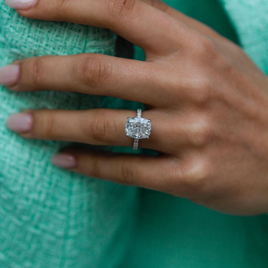 4.7 CT Cushion Pave Lab Grown Diamond Engagement Ring