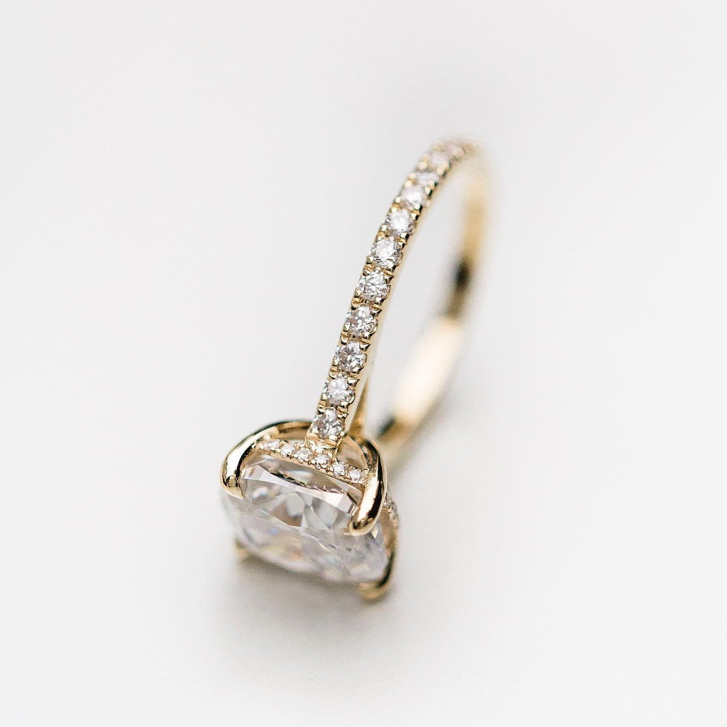 4.65 CT Cushion Pave Lab Grown Diamond Engagement Ring