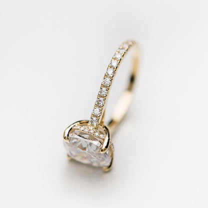 4.65 CT Cushion Pave Lab Grown Diamond Engagement Ring