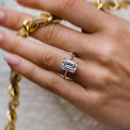 4.6 CT Emerald Pave Lab Grown Diamond Engagement Ring
