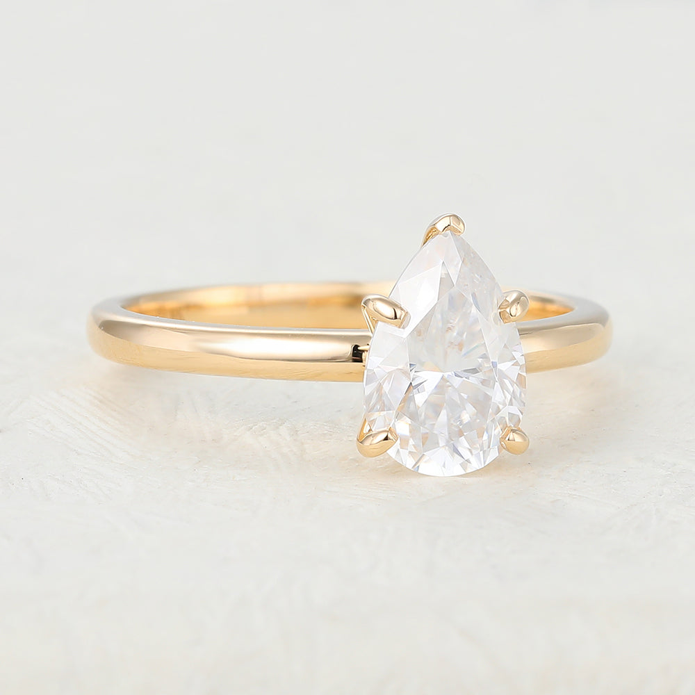 1.5 CT Pear Solitaire Moissanite Engagement Ring