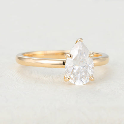 1.5 CT Pear Solitaire Moissanite Engagement Ring