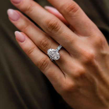5.1 CT Oval Pave Lab Grown Diamond Engagement Ring
