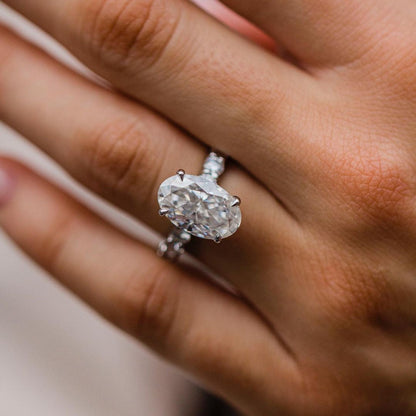 5.1 CT Oval Pave Lab Grown Diamond Engagement Ring