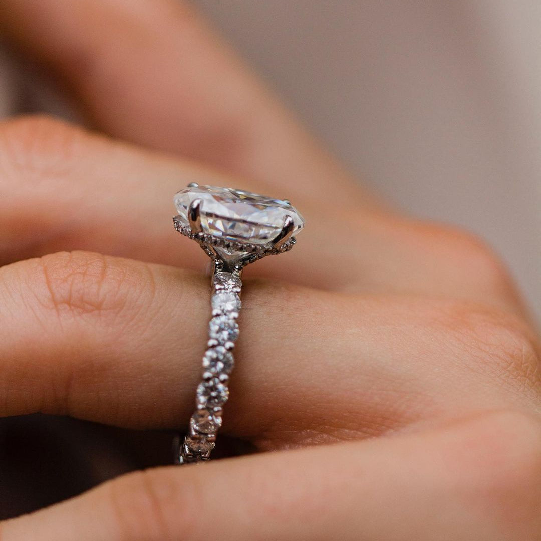 5.1 CT Oval Pave Lab Grown Diamond Engagement Ring