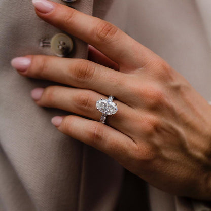 5.1 CT Oval Pave Lab Grown Diamond Engagement Ring