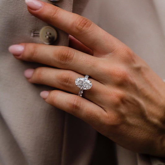 5.1 CT Oval Pave Lab Grown Diamond Engagement Ring