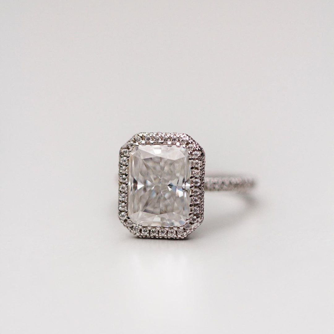 4.4 CT Radiant Halo & Pave Lab Grown Diamond Engagement Ring