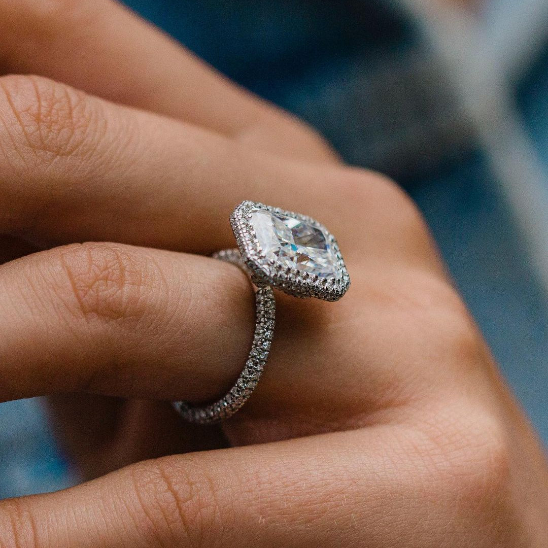 4.4 CT Radiant Halo & Pave Lab Grown Diamond Engagement Ring