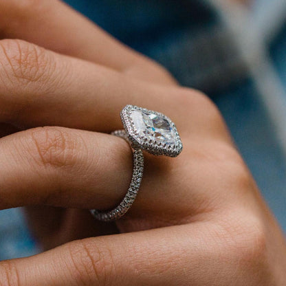 4.4 CT Radiant Halo & Pave Lab Grown Diamond Engagement Ring