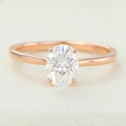 1.33 CT Oval Solitaire Moissanite Engagement Ring
