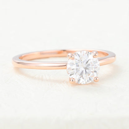 0.68 CT Round Solitaire Moissanite Engagement Ring