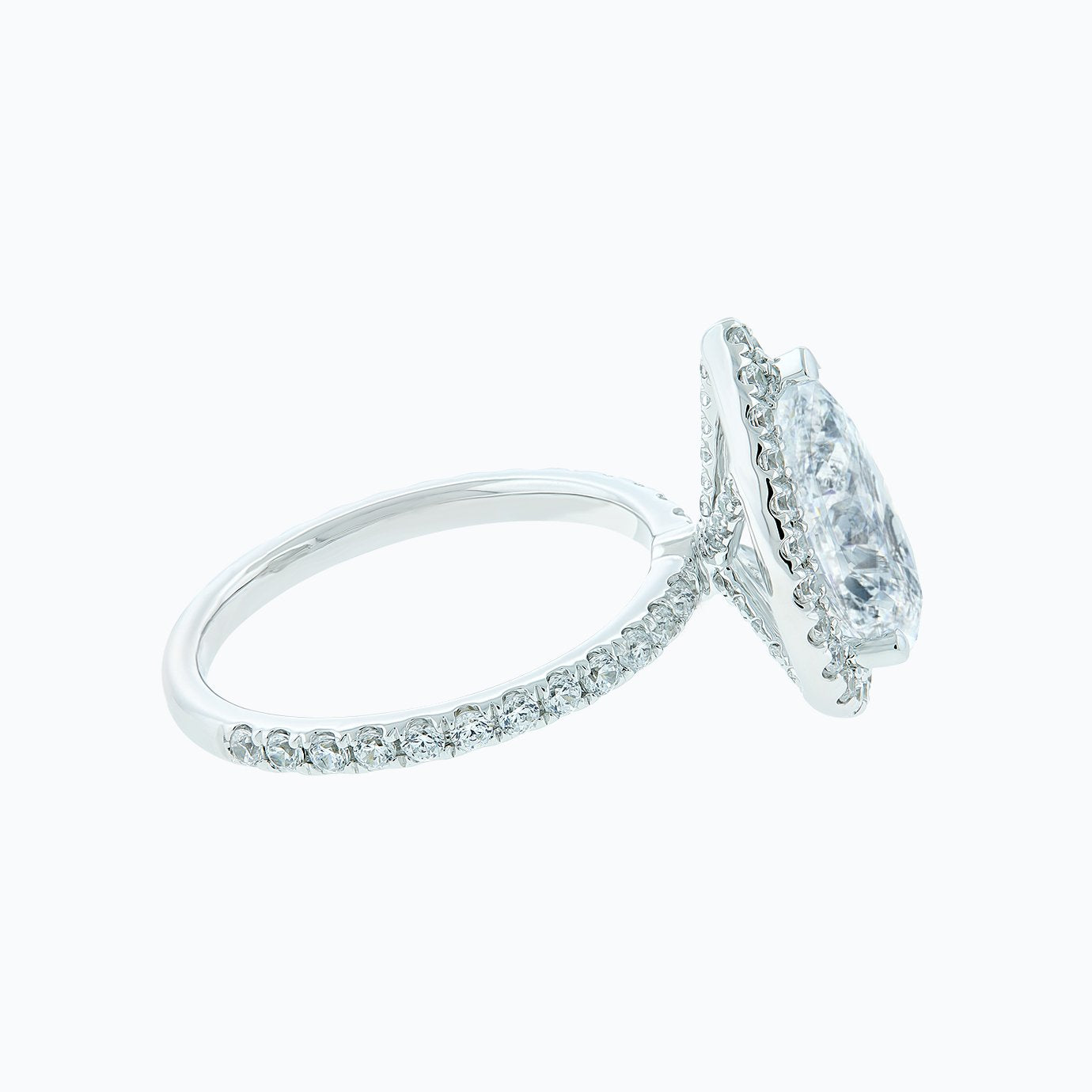 3.0 CT Pear Halo & Pave Lab Grown Diamond Engagement Ring