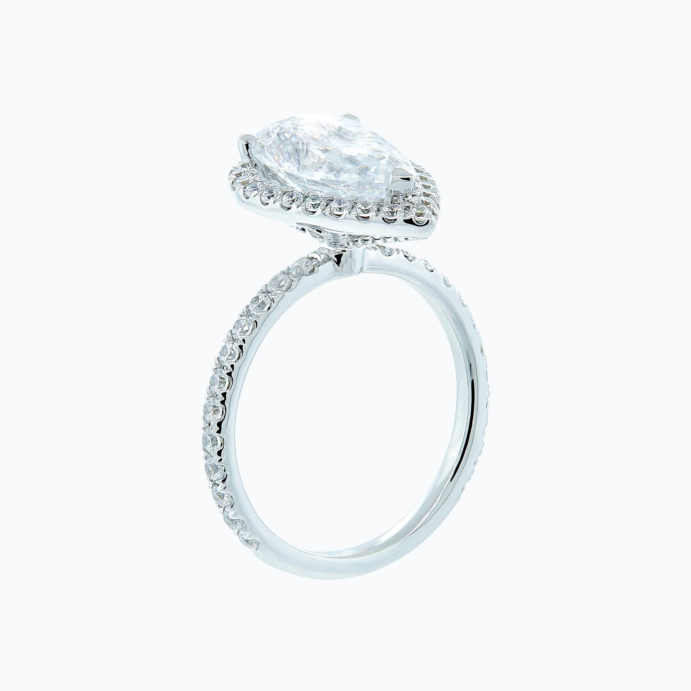 3.0 CT Pear Halo & Pave Lab Grown Diamond Engagement Ring
