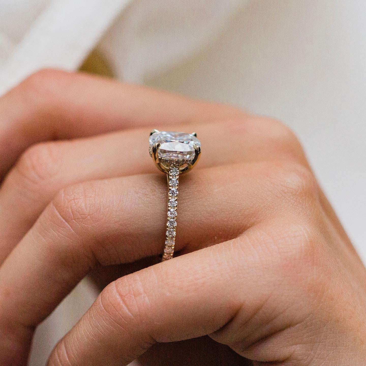 4.65 CT Cushion Pave Lab Grown Diamond Engagement Ring
