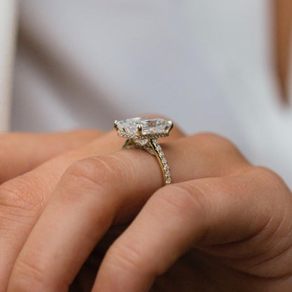 4.8 CT Radiant Pave Lab Grown Diamond Engagement Ring