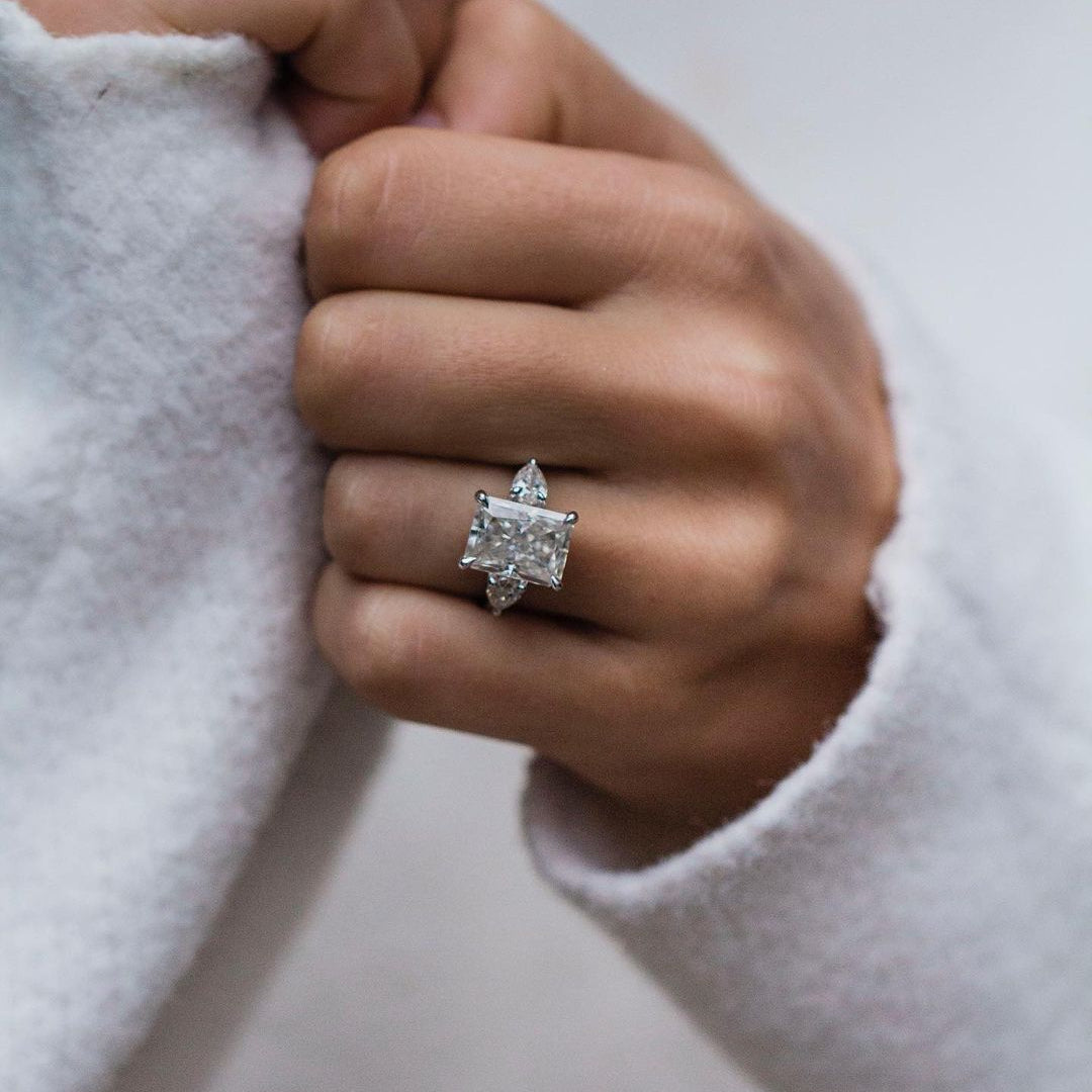 5 CT Radiant Three Stone Lab Grown Diamond Engagement Ring