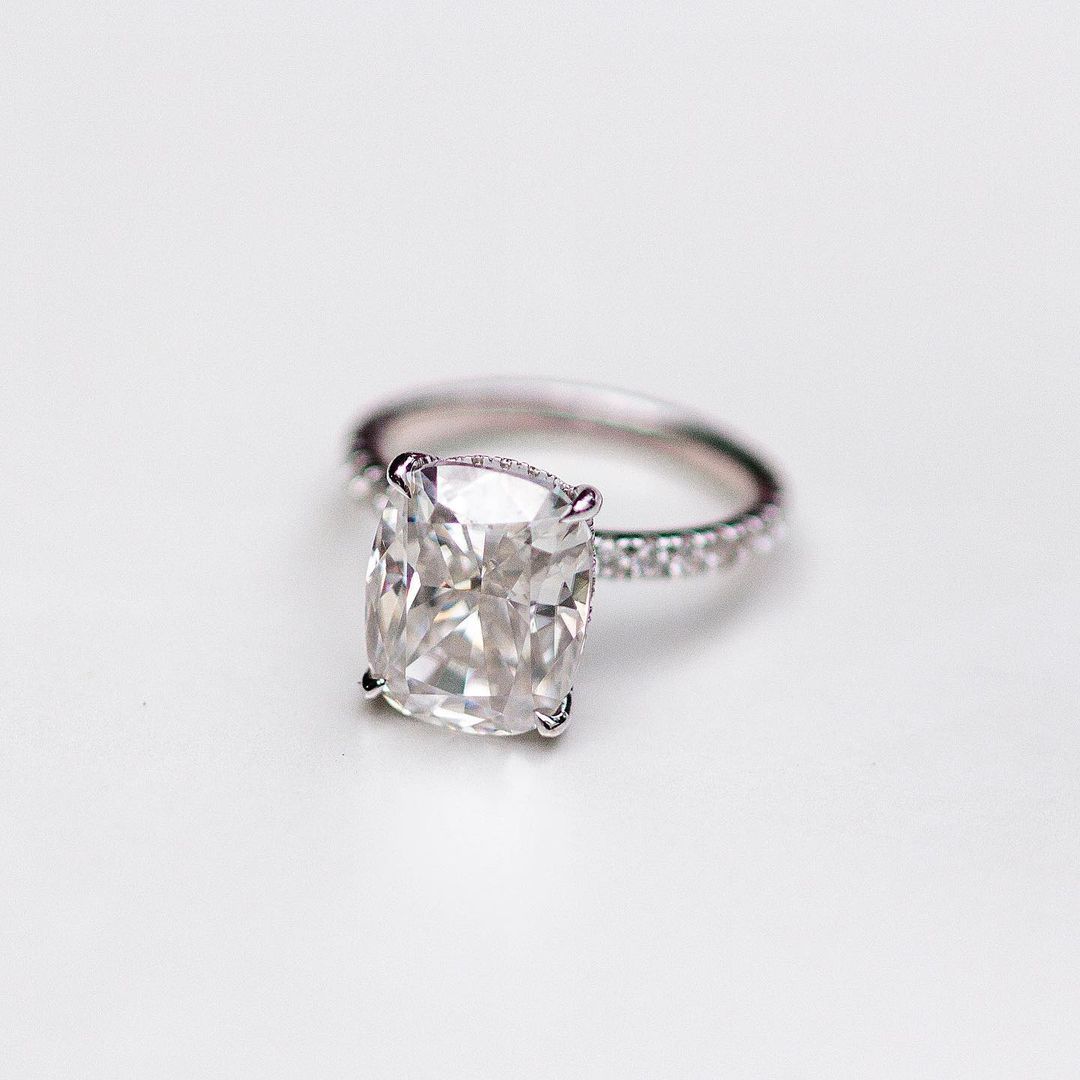 4.7 CT Cushion Pave Lab Grown Diamond Engagement Ring