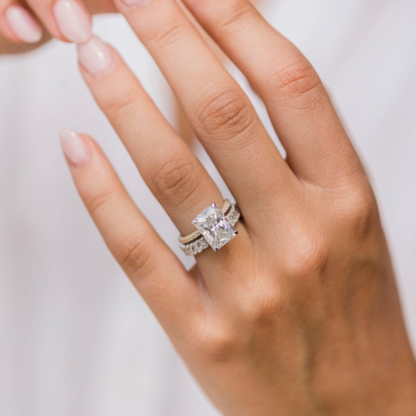 4.6 CT Radiant Pave Lab Grown Diamond Engagement Ring