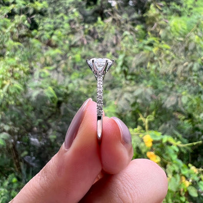 1.85 CT Round Pave Moissanite Engagement Ring