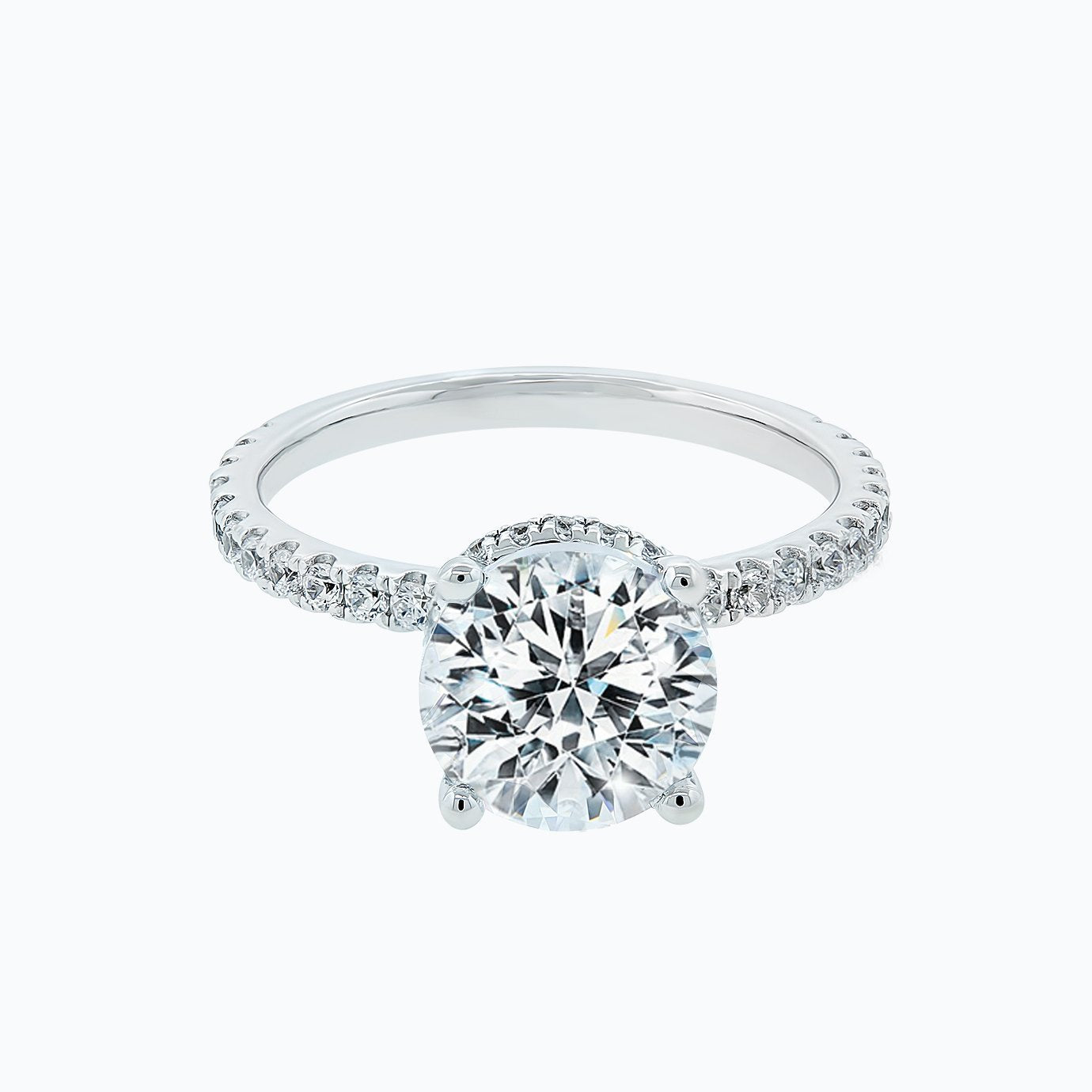 2.0 CT Round Hidden Halo & Pave Lab Grown Diamond Engagement Ring