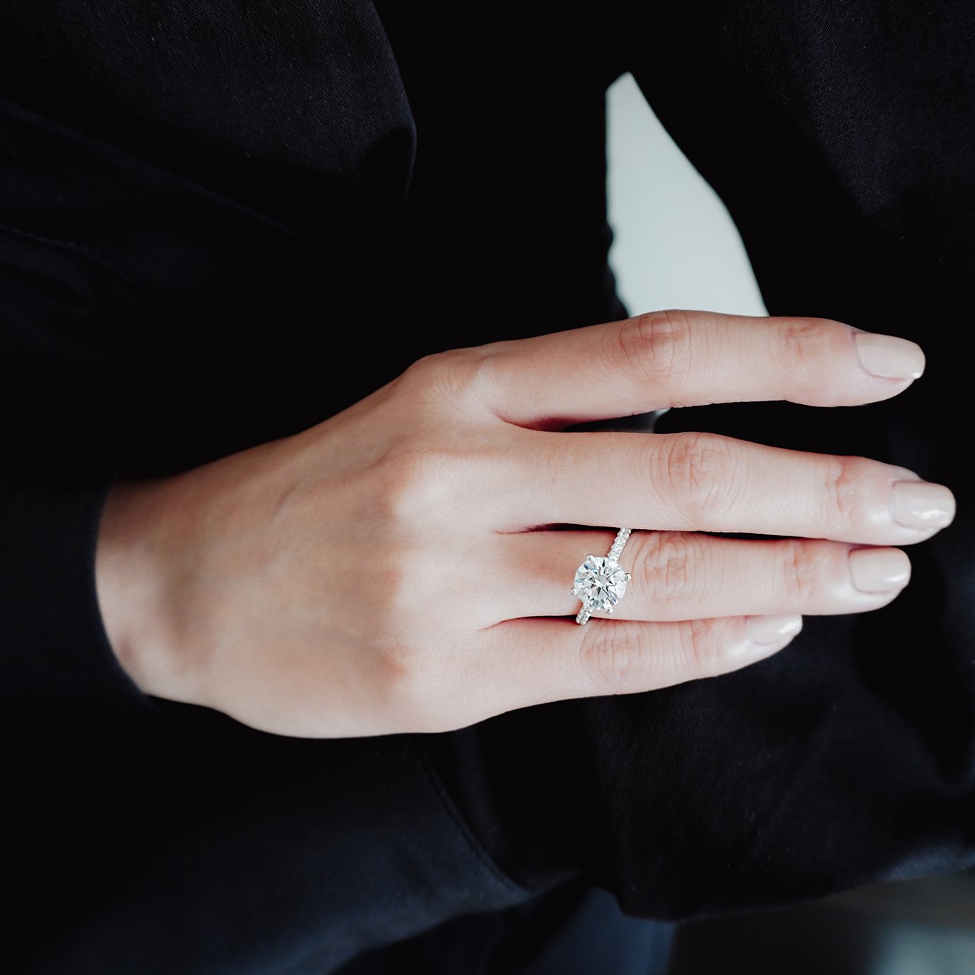 2.0 CT Round Hidden Halo & Pave Lab Grown Diamond Engagement Ring
