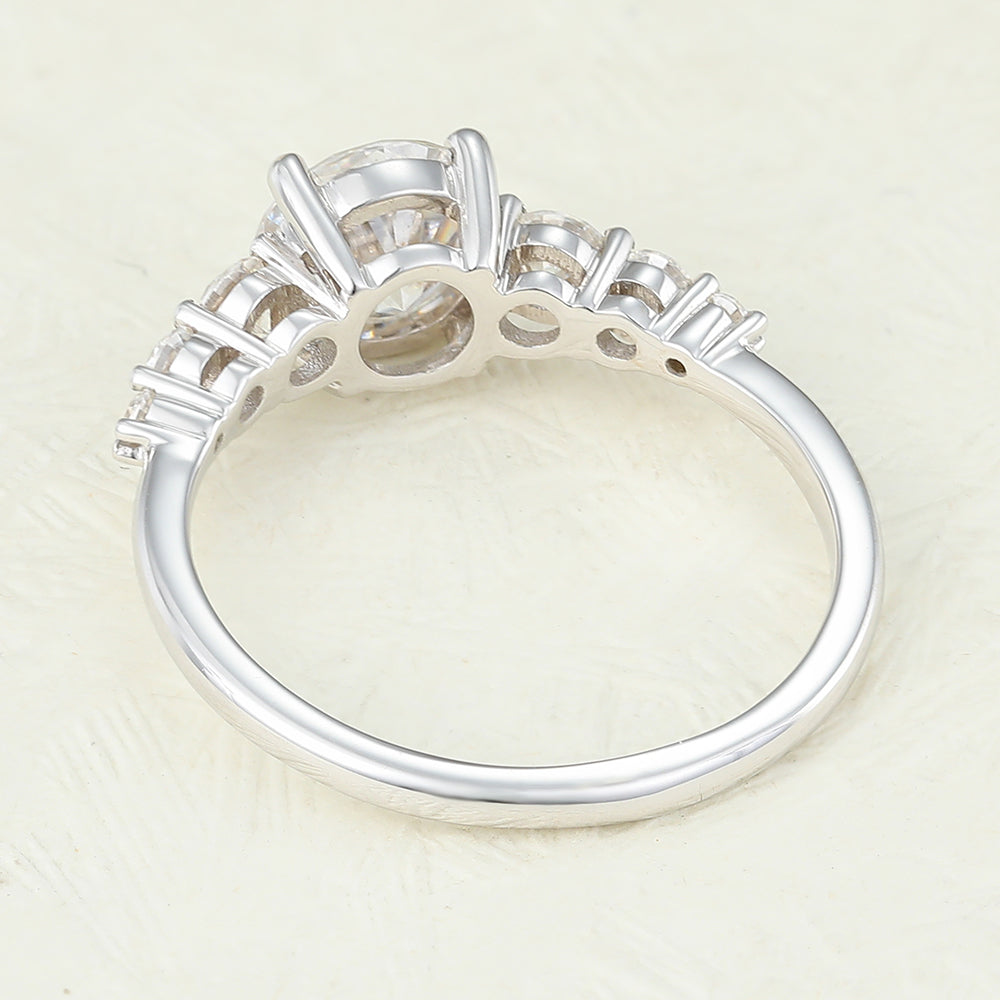 0.88 CT Round Pave Moissanite Engagement Ring