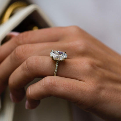 5 CT Oval Pave Lab Grown Diamond Engagement Ring