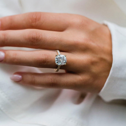 4.65 CT Cushion Pave Lab Grown Diamond Engagement Ring