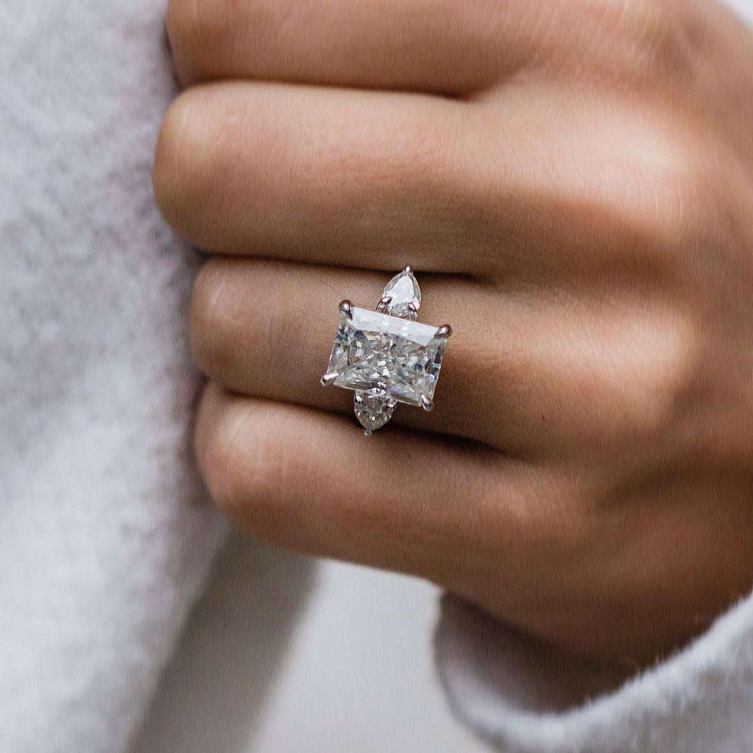 5 CT Radiant Three Stone Lab Grown Diamond Engagement Ring
