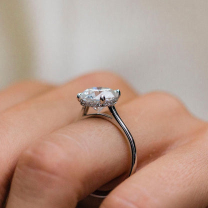 2.75 CT Round Hidden Halo & pave Lab Grown Diamond Engagement Ring