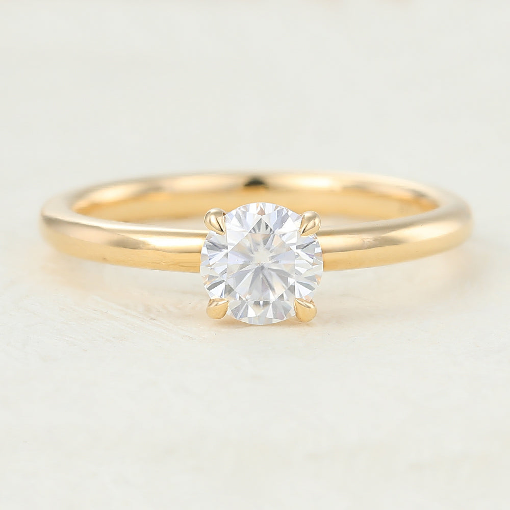 0.41 CT Round Solitaire Moissanite Engagement Ring