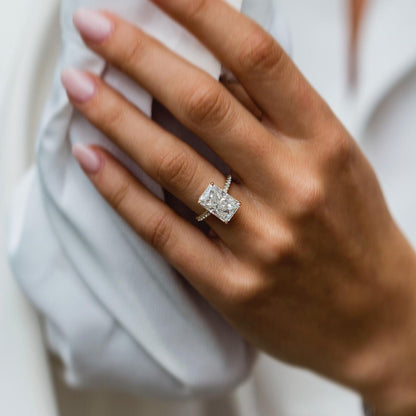 4.8 CT Radiant Pave Lab Grown Diamond Engagement Ring