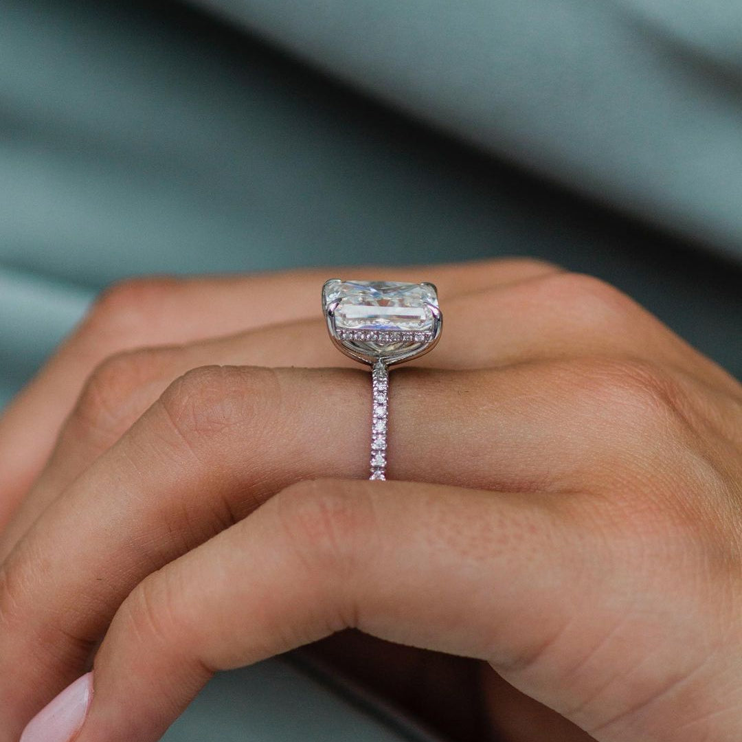 4.79 CT Radiant Pave Lab Grown Diamond Engagement Ring