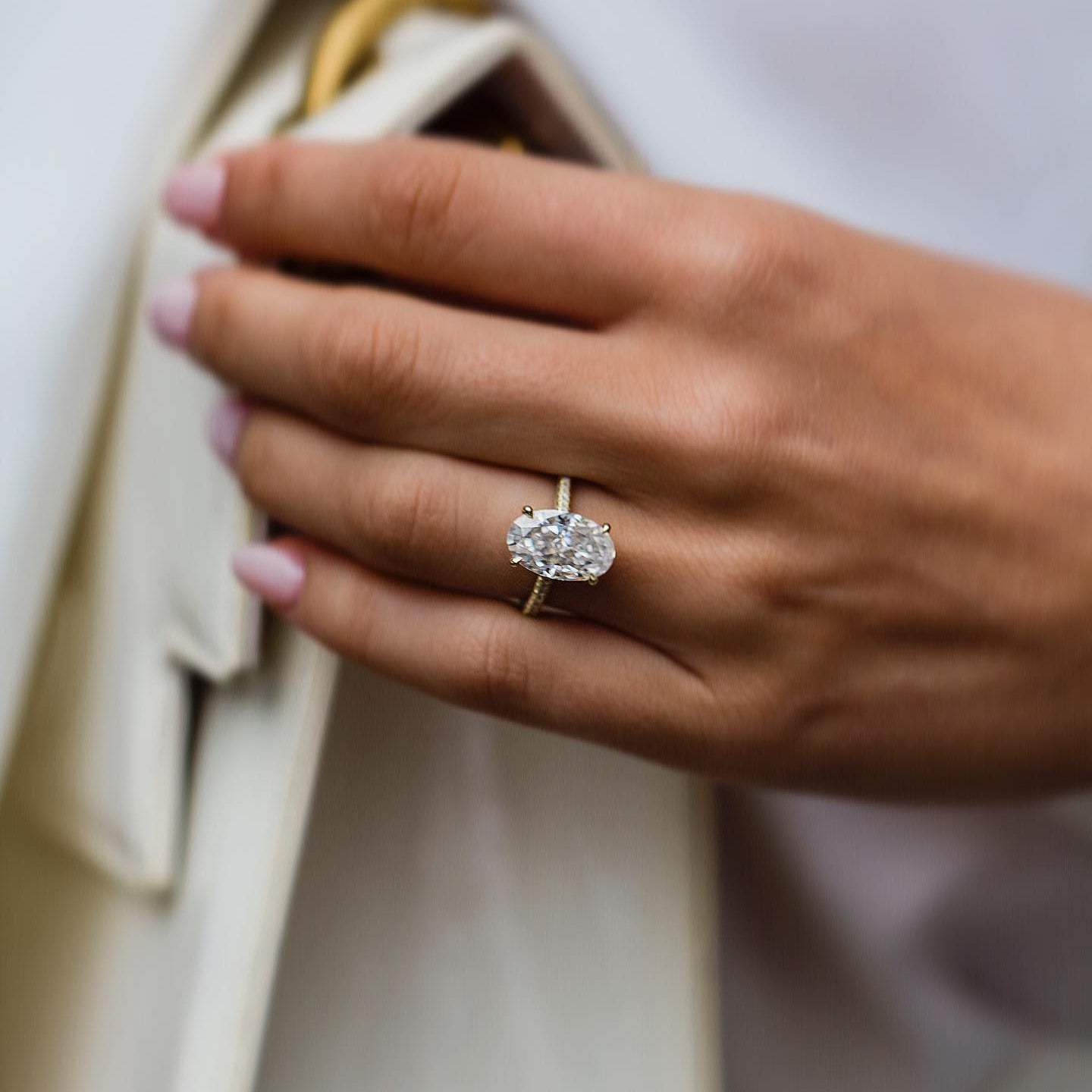 5 CT Oval Pave Lab Grown Diamond Engagement Ring