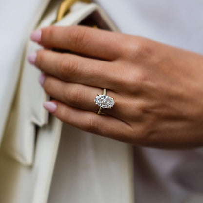 5 CT Oval Pave Lab Grown Diamond Engagement Ring