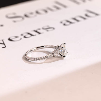 Stunning 1.0 - 2.0 CT Oval Moissanite Engagement Ring with Pave Design 9